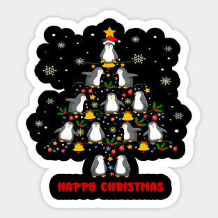 Happy Christmas Penguins Tree. Sticker